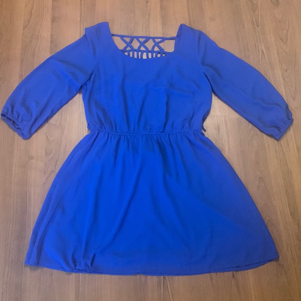 Blue sheer cutout dress